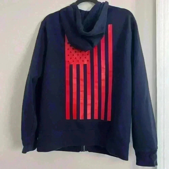 Gap logo hooded zip up sweatshirt w/  American Flag - Picture 2 of 2